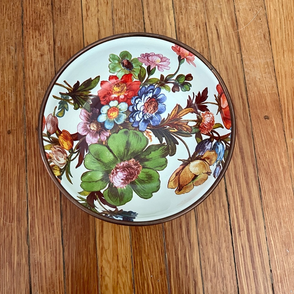 MacKenzie Childs relish dish in floral market pattern